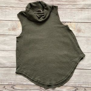 Poof! Sleeveless Cowl Neck Knit Sweater Tank Top Juniors Size Large Green